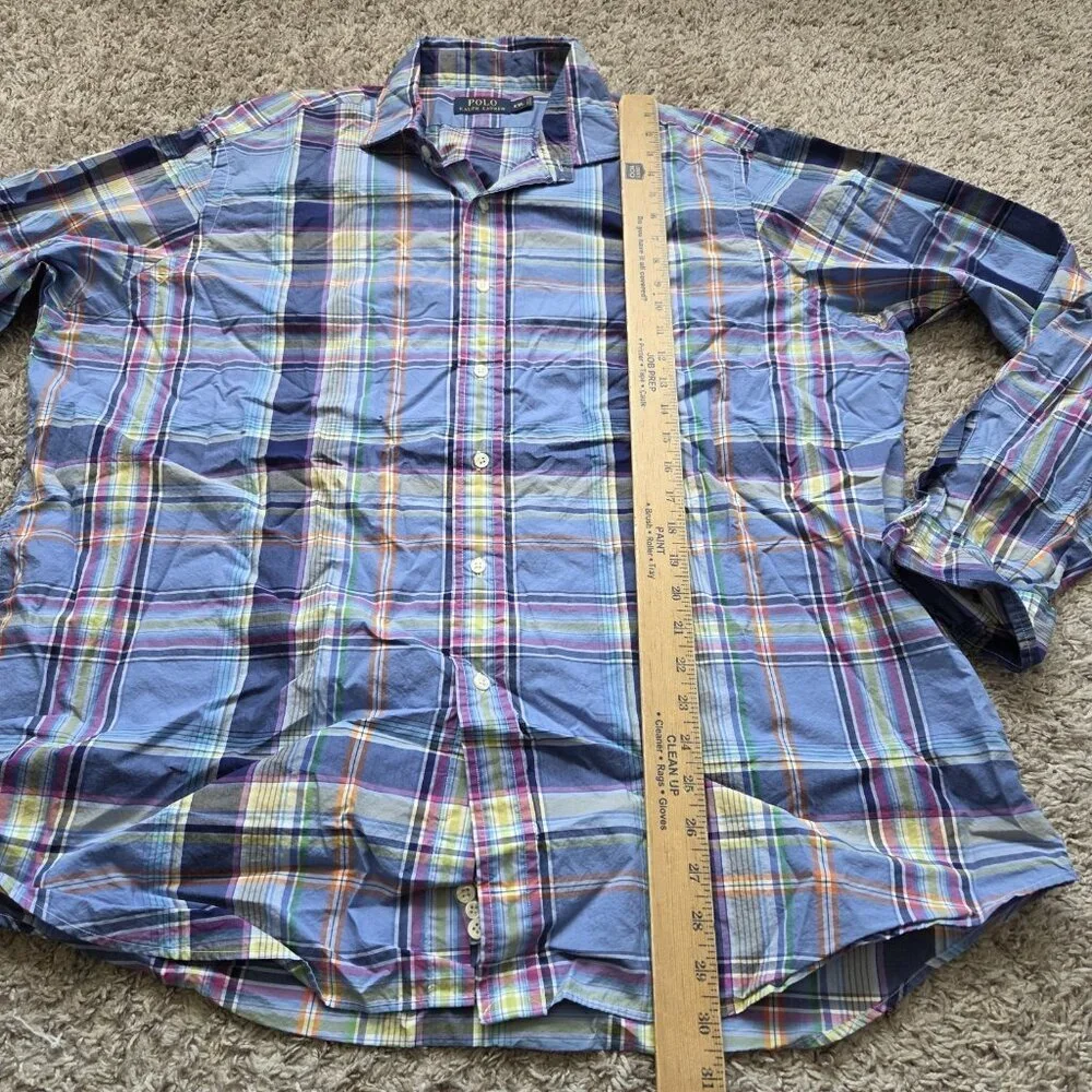Polo Ralph Lauren Shirt Mens 2XL Colorful Button Down Plaid Blaire Long Sleeve